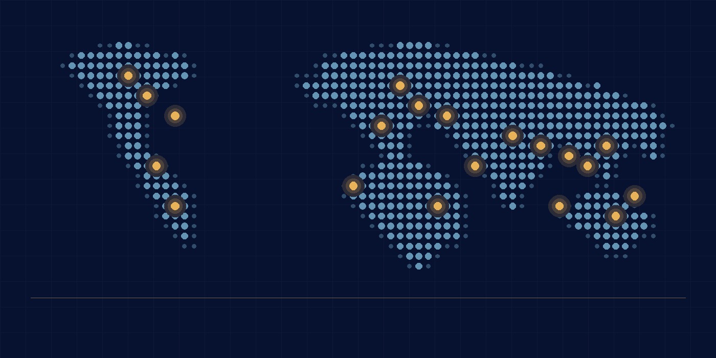 World map showing customer concentrations